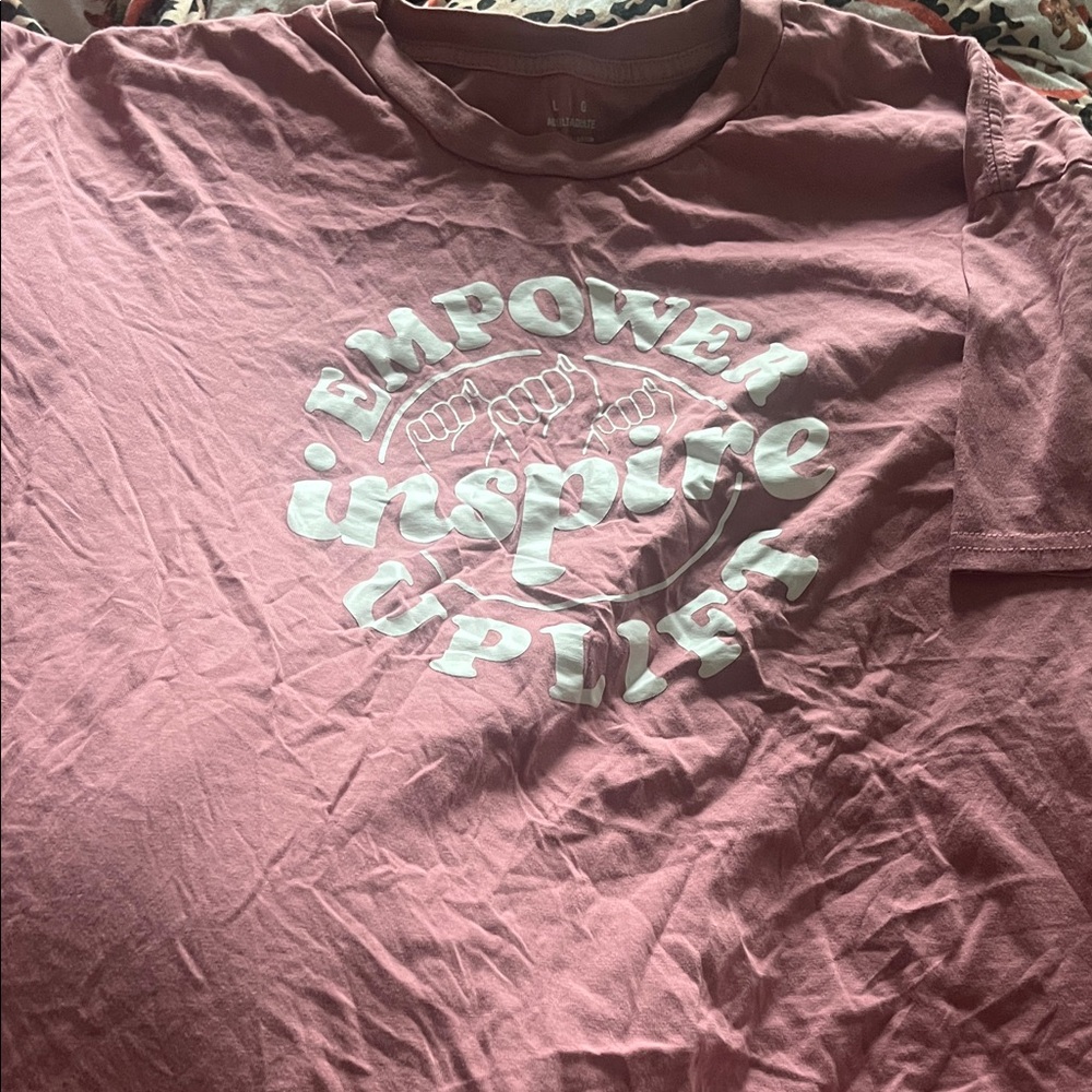 B49 Women’s LG “Empower, Inspire, Uplift” SS Tee— Dusty Pink Color (wrinkly)